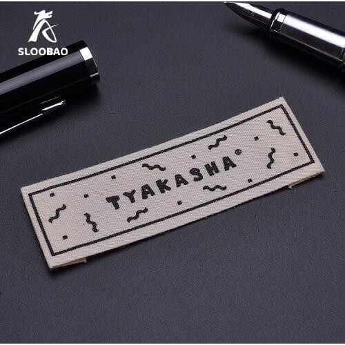Free shipping Custom Separate Cut Beige Cotton Garment Labels Customize End Fold Printed Cotton Labels 1000 pcs a lot