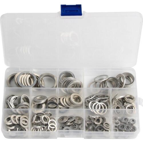 280Pcs Aluminum Flat Gaskets Washers M5-M20 Gasket Metal Sealing Washer Assorted Aluminum Sealing Rings Gasket Set