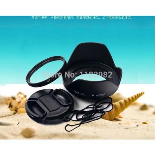 3in1 1 set 55MM lens Filter UV +lens hood +lens cap for Sony FDR-AXP55 FDR-AX40 FDR-AX53