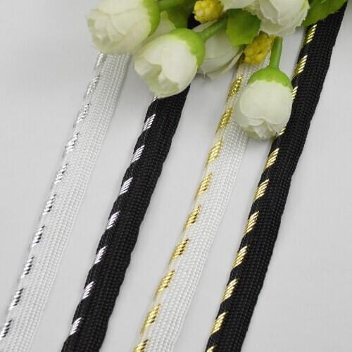 5Meter 1cm Gold Glittery Shiny Ombre Braided Piping Rope Lip Cord Trim Pillow Cushion Inlaid Lace Upholstery Edging Trim Sewing