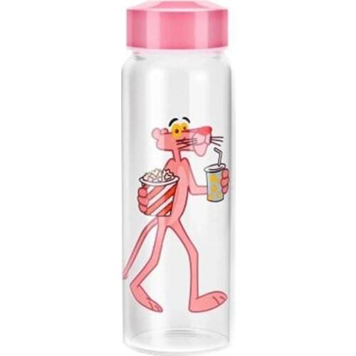 500ml Water Bottle glass bottle Fashion Pink Panther Drinking Bottle Portable Water Bottle for Kitchen accessories