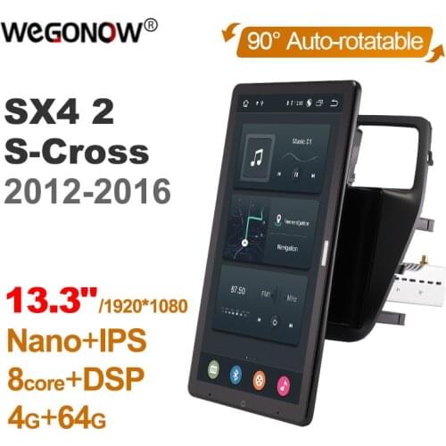 Tesla style PX6 13.3" Android 10.0 Car DVD Player Auto Rotatable IPS BT Navigation GPS For Suzuki SX4 2 S-Cross 2012-2016 Radio