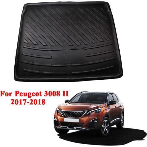 BBQ@FUKA 1pc Rubber Fit For 2017-2018 Peugeot 3008 Car Cargo Boot Liner Rear Trunk Mat Floor Cargo Tray Black Accessories