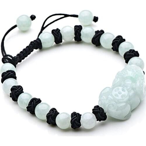 Natural Myanmar jadeite hand carved brave troops bracelets jade beads for men women beads bracelet lovers with jade bracelet