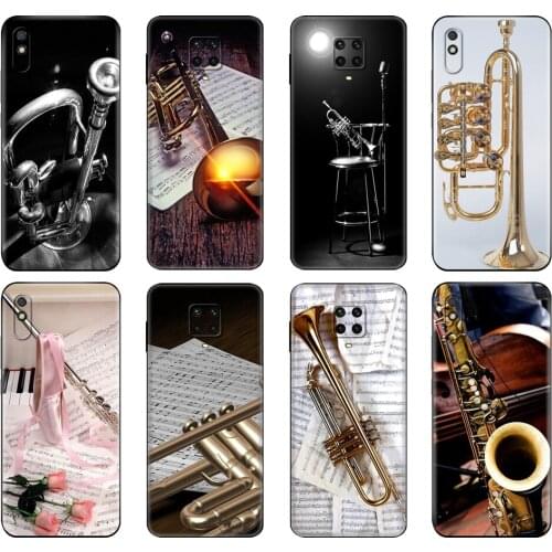 Black tpu Case For Xiaomi Redmi 7A 8 8A 9 9A 9C Case Redmi Note 8T 8 Pro T Note 9 9S 9Pro Case Piccolo Trumpet Brass Instruments