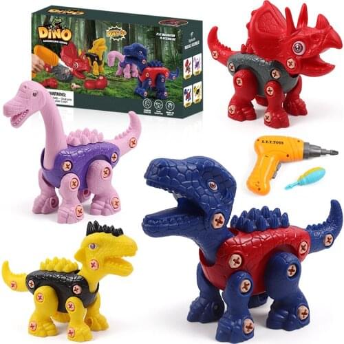 Children Dinosaur Construction Toys DIY Freely Match Assembly Puzzle Educational Designer Montessori Model Playset