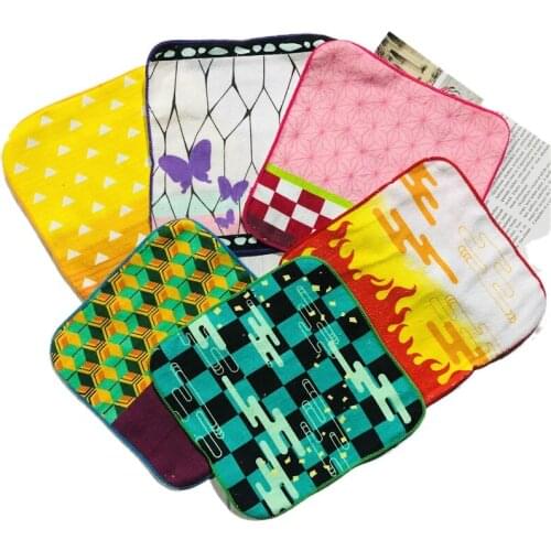 20*20 Demon Slayer Childrens Second Element Cartoon Pure Cotton Wash Your Face Handkerchief Color Absorbent Towel