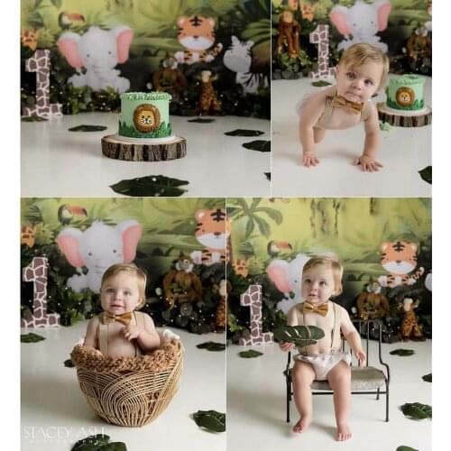 Photography Background Jungle Cartoon Forest Birthday Party Cake Smash Decor Fairy Tale Photo Backdrops Baby Shower Studio Props