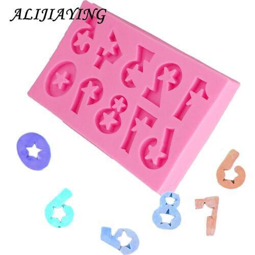 1Pcs DIY Star number Silicone Mold Fondant birthday Cake Decorating Tools dessert modelling cake stencil D1289