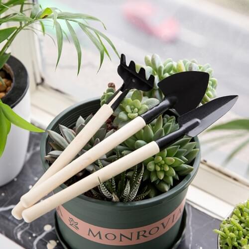 3pcs Mini Garden Tool Set Stainless Steel Rake Small Digging Suits Garden Shovel Transplanting Weeding Tool For Pot Plant