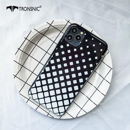 Square Texture Phone Case for iPhone 11 Pro Max XR XS MAX Soft Plaid Couple Luxury Case for iPhone 6s 7 8 Plus Black White Cover