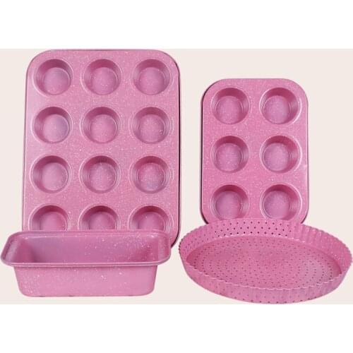 Maifan Stone Pink Cake Mold Bread Cake Non-stick Tray Muffin Baking Carbon Steel Baking Pan Square Round Baking Mold