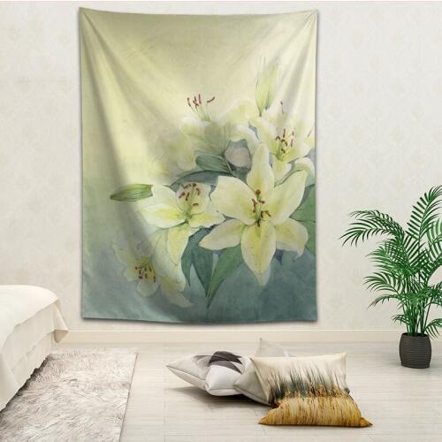 Lily wall decor tapestry layout room painting background wall decoration bedcloth tapestries custom logo