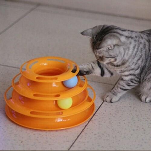 New Pet Cat Toy Fun Tower Tracks Disc Cat Tracks Toys Training Intelligence Amusement Plate Cat Ball Toys For Cats Kitten