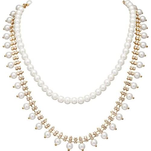 The latest pearl crystal necklace Simple fashion gold necklace, pearl necklace, party accessories, banquet gift for christmas