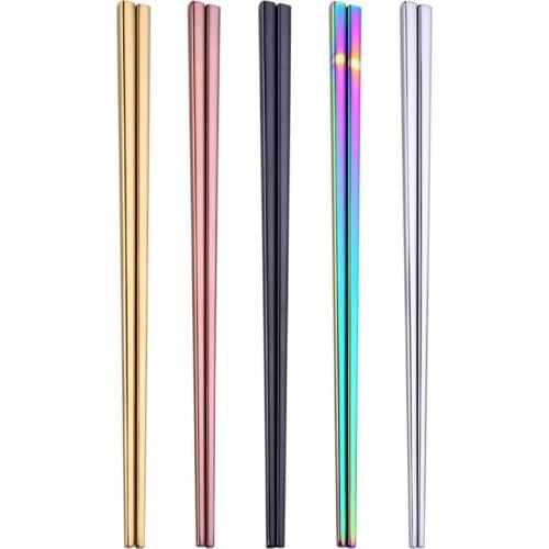 1 Pair 304 Stainless Steel Eating Chopsticks Colorful Metal Chinese Style Chop Sticks Fansy Color Kitchen Tableware drop ship