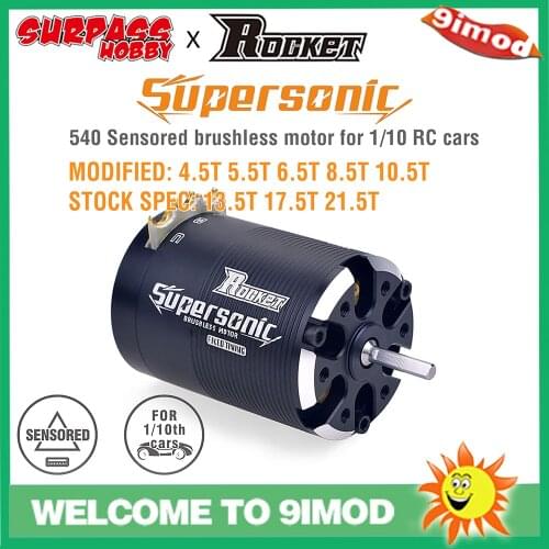 Rocket Supersonic 540 4.5T 5.5T 6.5T 8.5T 10.5T 13.5T 17.5T 21.5T Sensored Brushless Motor for Modified Spec Stock 1/10 RC Car