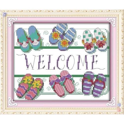 Joy Sunday Welcome shoe cabinet home decor gift cross-stitch needlework DIY sets DMC 14CT printed on canvas Cross stitch kits