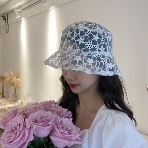 2021 new Lace Mesh Casual Sun Hat Cap Breathable Bucket hat Summer Foldable ladies hat Outdoor Beach Panama Fisherman Hat print