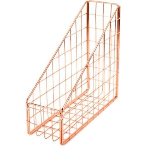 Nordic Wrought Iron Grid File Holder Simple Single Layer Desk Shelf Book Storage G88D