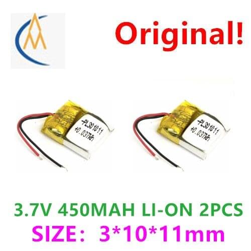2PCS Supply 301011 301012 3.7V 10mah hearing aid polymer battery 301010 audio Bluetooth MP3 solar toy model mobile wifi LED