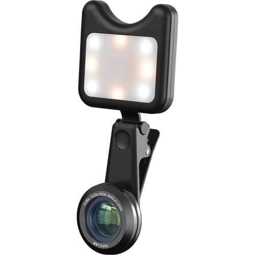 LED Rechargeable Clip-on Fill-in Light 5x Lens for Phone Laptop Vlog Video Conference Portable for Any Cellphone Smartphone