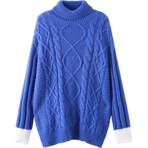 Oversize Knit Sweaters Women Autumn Winter Long sleeve Turtleneck Sweaters Female Thick Warm Bottoming Pullovers Plus size G699