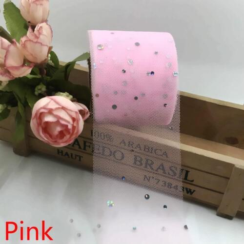 6.5cm 25Yard Glitter Sequin Tulle Organza Ribbon Roll Giftbox Wrap DIY Clip Doll Tutu Skirt Poms Wedding Decoration Table Runner