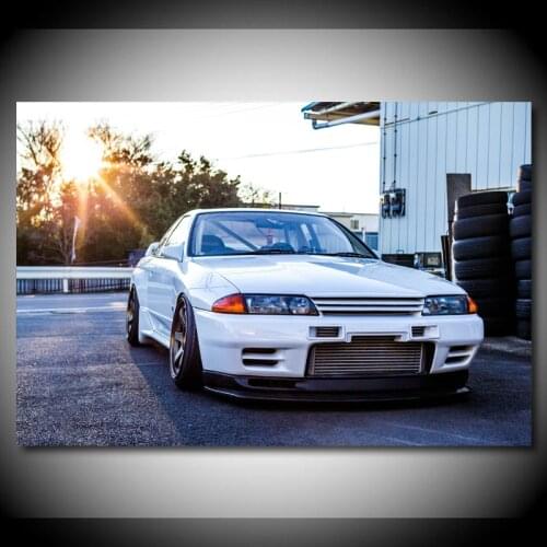 Vintage Car Nissan GTR R32 Skyline White Car Wall Art Posters and Prints Modern Canvas Paintings for Living Room Decor