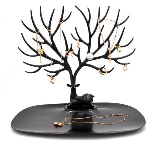 Jewelry Display Necklace Earring Bracelet Holder Organizer Deer Jewelry Rack Tree ABS Material Black White
