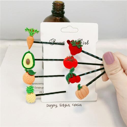 2pcs Korea Fashion Hair Clips for Women Metal Hairpins Cute Fruit Vegetables Hair Clips for Girls Hair Barrette Hair Accessories