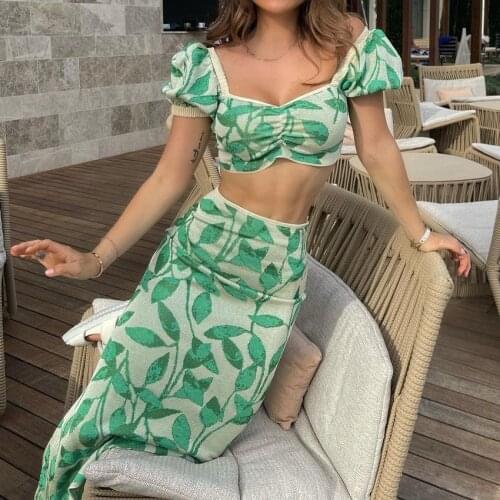 2021 Summer Autumn Knited Short Top and Mermaid Skirts Women Sets Knitting 2PC Sets