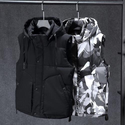 7XL 8XL Plus Size Vest Men Women Winter Warm Coat Fashion Casual Work Vest Waistcoat Hooded Zipper Camouflage Sleeveless Jacket