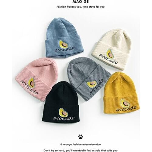 2020 Winter Adult Hats for Women Men Knitted Hat Warm Skullies Beanies Fashion Casual Avocado Unisex Hats and Caps Accessories