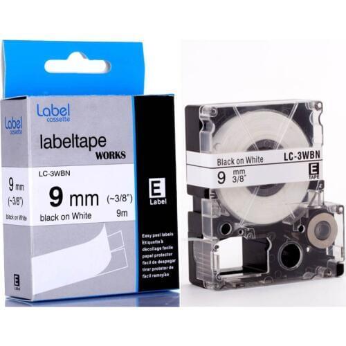 10pcs LC3WBN LC-3WBN/SS9KW label printing paper 9MM Black text on a white LC 3WBN for Epson lable printer