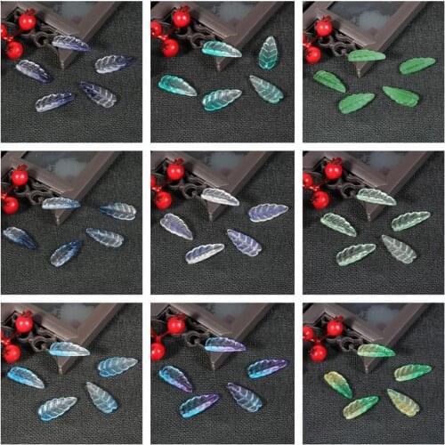 10pcs 10x23cm Colorful Glass Leaves Loose Spacer Beads For DIY Crafts Handmade Hair Clip Jewelry Making Accessories