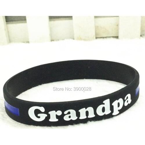 100pcs Thin Blue Line Grandpa wristbands silicone bracelets