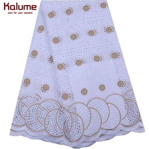 Kalume 2020 African Cotton Lace Fabric Soft Nigerian Swiss Voile Lace Fabric With Stones In Switzerland For Party Dress F1858