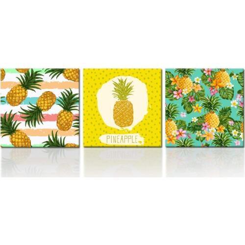 Diamond painting 3pc set Hawaii Pineapple Tropical Fruit Wall Art Decor,Cross Stitch Diamond Embroidery full display diy 5d