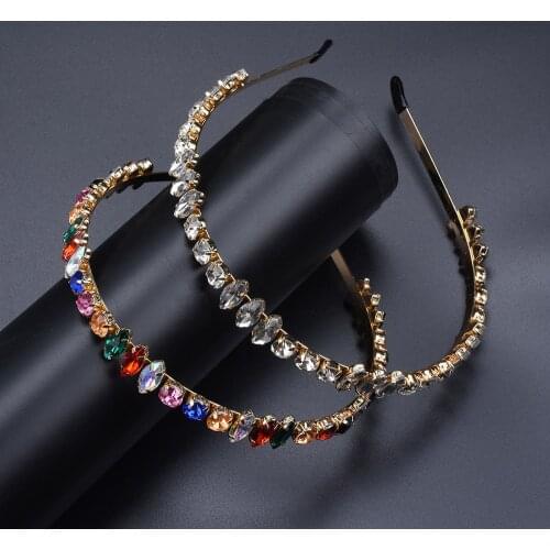 Bohemia Shiny Crystal Colorful Rhinestone Headband Hairbands for Women Vintage Baroque Fashion Hair Accessories Jewelry