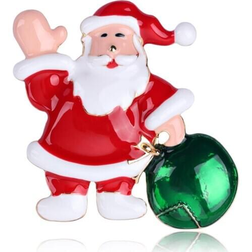 Santa Claus Brooches Pins For Women Kids Enamel Alloy Pin Clothing Accessories Christmas Party Gift Decorations New Year AL587