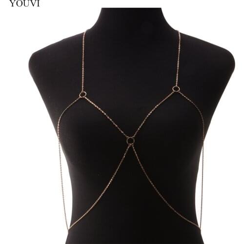YOUVI Simple Style Chain Necklace Belly Body Chain Fashion Sexy Copper Sequins Body Chain Jewelry for Women Beach Party