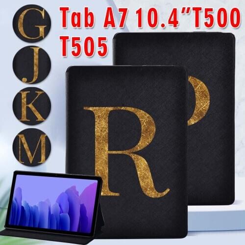 Tablet Cover Case for Samsung Galaxy Tab A7 10.4'' 2020 SM-T500/T505 Funda Letter Pattern Protective Case + Free Stylus