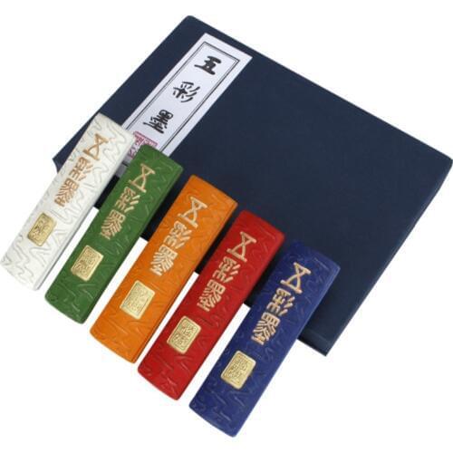 Calligraphy Ink Stick Block Multicolored Traditional Chinese Calligraphy Brush Painting Inkstick Sumi-E Water Grinding Solid Ink