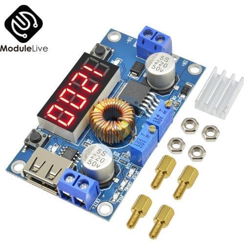 DC-DC 5A Digital LED Drive Lithum Battery Charger Module CC/CV USB Step Down Buck Converter With Voltmeter Ammeter