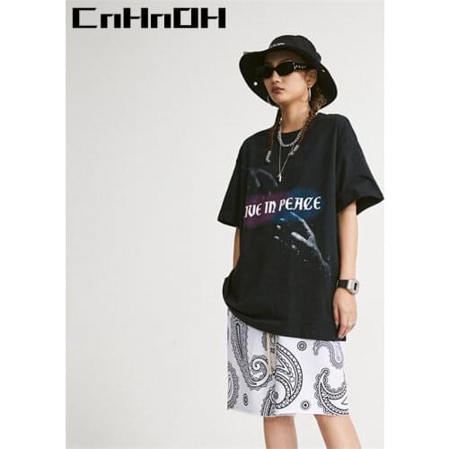 CnHnOH New Arrival Teeshirt Homme Instagram Mens T-shirts Oversized Top Unisex Clothing Tee Shirt Femme Live In Peace A051