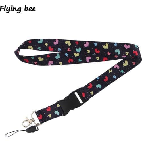 Flyingbee Colorful heart Lanyard Phone Rope Keychains Phone Lanyard for Keys ID Card Cartoon Lanyards For Men Women X0467