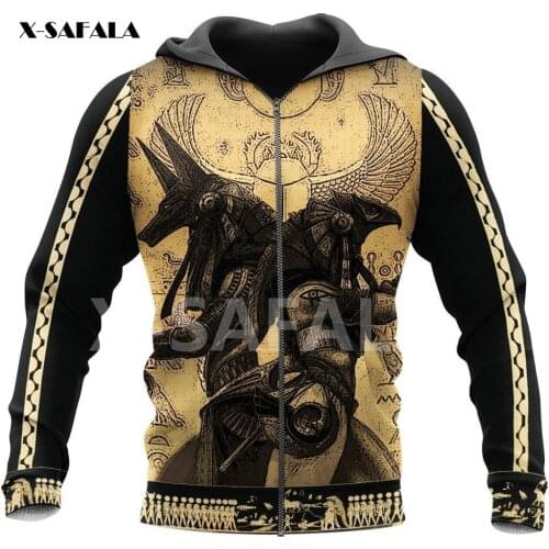 Anubis Egypt Ancient God Eyes Symbol Tattoo 3D All Printed Hoodie Man G Women Harajuku Outwear Zipper Pullover Sweatshirt Casual
