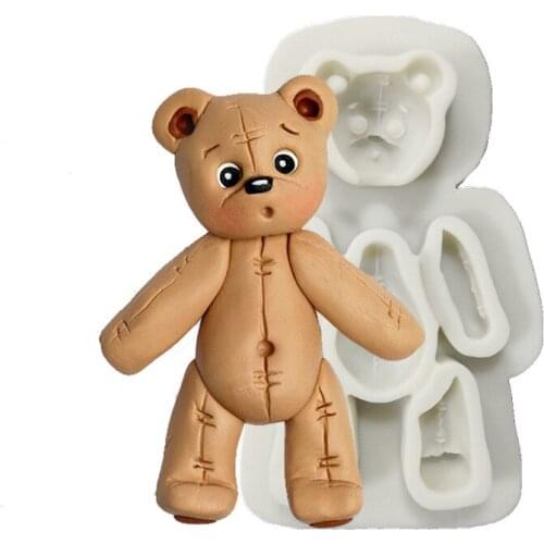 Stitching Bear Silicone Fondant Chocolate Aroma Stone Ornaments Soap Mold For Pastry Cup Cake Decorating Kitchen Accessories