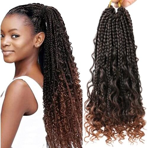 DAIRESS 18“ 12 Roots Goddess Box Braids Crocheted Hair Synthetic Crocheted Curly Braids Bohemian Black Ladies Long Braids